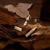 1pc Mini Brass Capsule Knife; Stainless Steel Portable Pocket Knife; Survival Knife With Keychain Pendant; Outdoor Fishing Accessories