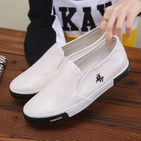 Casual Shoes Men Comfortable PU Leather Mens Loafers Handmade Design Flats Sneakers Men Slip on Lazy Driving Brand Men Shoes (Color: White, size: 44)