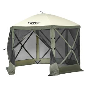VEVOR Pop Up Gazebo Tent, Pop-Up Screen Tent 6 Sided Canopy Sun Shelter with 6 Removable Privacy Wind Cloths & Mesh Windows (Item Size: 10 x 10 ft, Color: Military green)