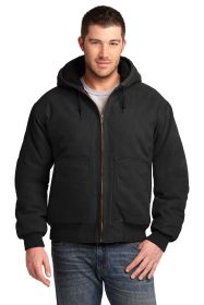 CornerStone Washed Duck Cloth Insulated Hooded Work Jacket CSJ41 (Color: Black, size: XS)