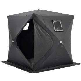 VEVOR 3-4 Person Ourdoor Portable Ice Shelter Pop-Up Ice Fishing Shanty Tent (Color: Black, size: 90 x 90 x 80 in)